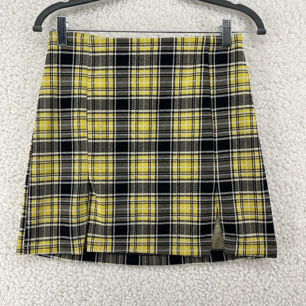 Plaid Mini Skirt Size Medium Yellow Black Preppy Schoolgirl Gothic Emo Punk Rock